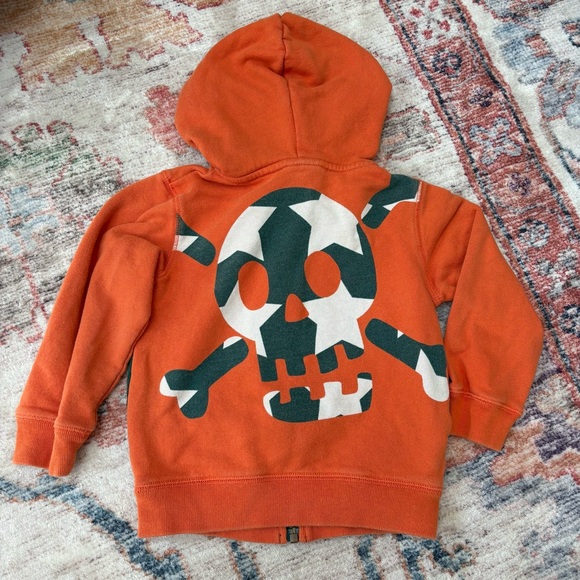 Mini Boden Other - Mini Boden Boys Girls Star Skull Crossbone Orange Zip Up Hoodie‎ 2-3y